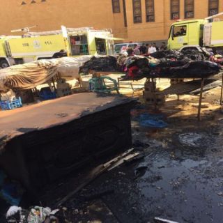 مدني #بريدة يُخمد حريق السوق الداخلي و"ابالخيل" لاتزال التحقيقات جارية