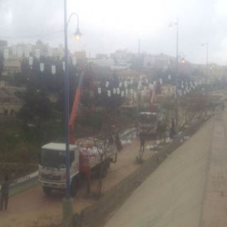الفنان اليوسي يُطل بفكرة ثريا عملاقة من المهملات في شارع الفن في أبها
