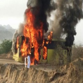 نجاة 40 طالبة احترقت حافلتهم المدرسية بمركز ثربان غرب المجاردة