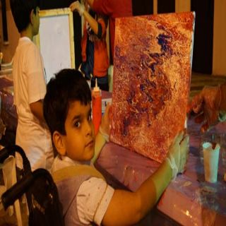 أطفال عسير المعوقين يشاركون ورشة رسم الأطفال بالمفتاحة