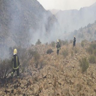 مدني #النماص يُخمد حريق أشجار بمنطقة جبلية وعرة بقرية القفعة