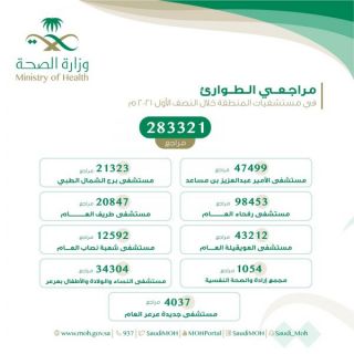 أكثر من 280 ألف مستفيد من خدمات أقسام الطوارئ بمستشفيات صحة الحدود الشمالية