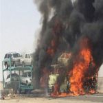 تفحم مقيم واحتراق سيارات في حادث على طريق الخرمة - رنية