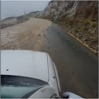 فيديو: يحبس الأنفاس قائد مركبة يُعرض حياته للخطر أثناء هطول الأمطار جنوب السعودية