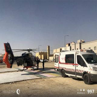 الإسعاف الجوي ينقل حالة حرجة بحادث مروري في حي المصانع في الرياض