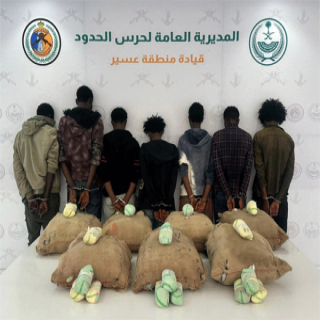 حرس الحدود بعسير يقبض على (7) مخالفين لتهريبهم (140) كيلوجرامًا من القات المخدر