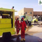 مدني عرعر ينفذ خطة فرضية لحادث انقلاب شاحنة تحوي مادة كيميائية