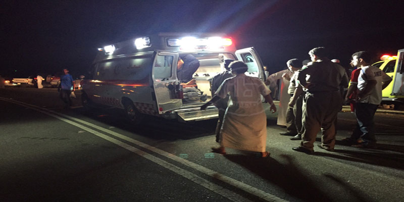 صورة سابقة لإحد الحوادث المرورية بطريق وادي الخير صورة سابقة لإحد الحوادث المرورية بطريق وادي الخير
